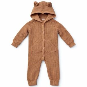 Jamie Kay Baby/Toddler Knit Bear Suit 1YR Brown